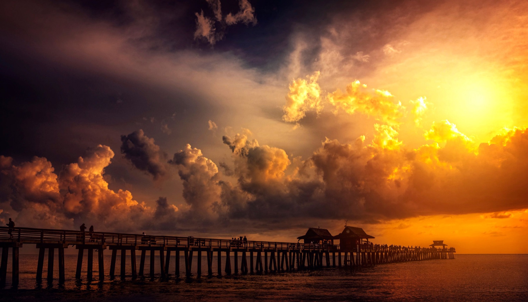 Naples Pier on the Gulf at sunset, Florida